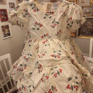 Carter's Ivory Dress with Red Floral Design